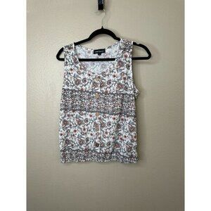 Modern Attraction Womens White Tank top M floral polyester‎ summer sleeveless